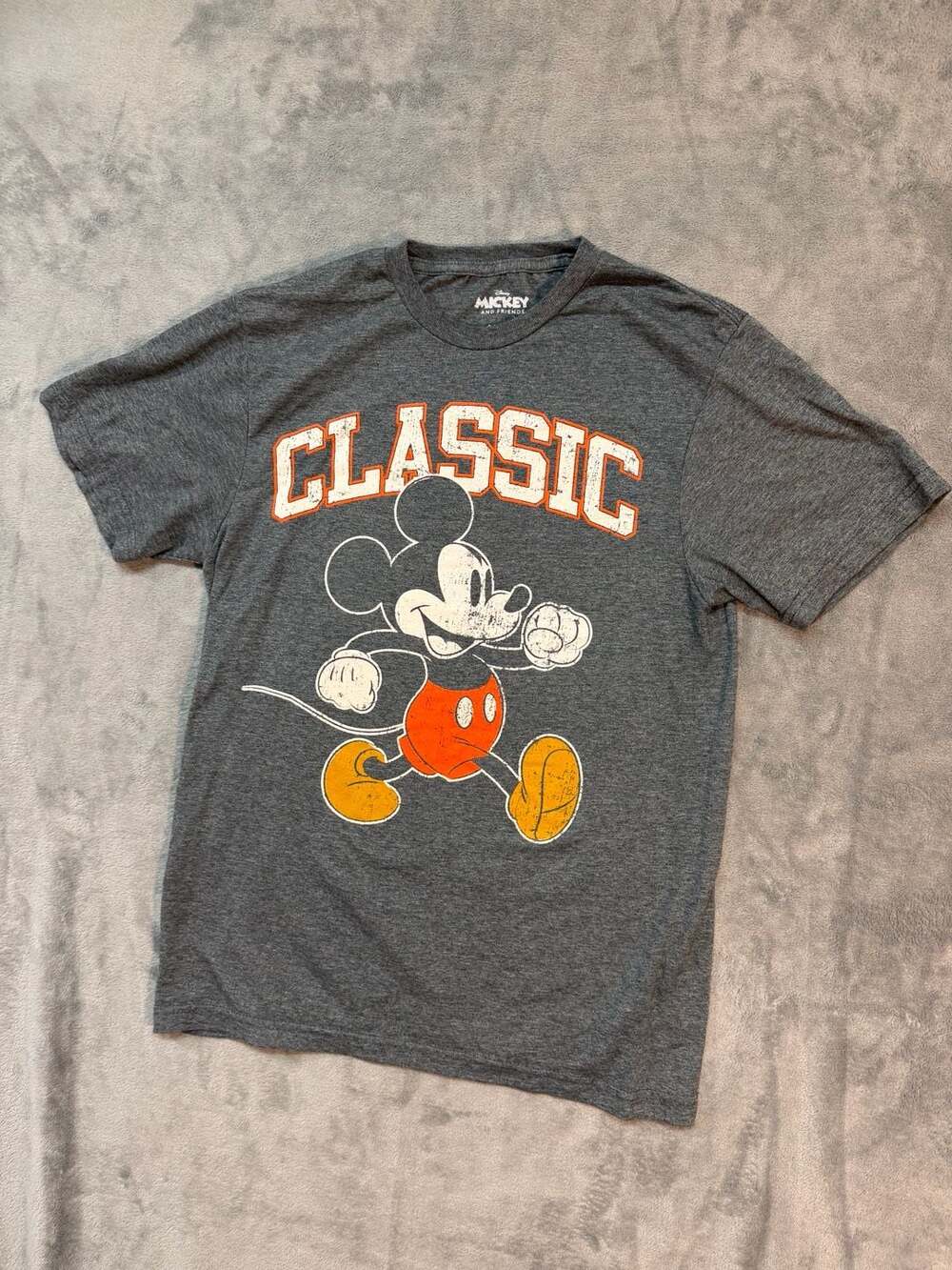 Disney Mickey And Friends Classic Mickey Mouse Graphic T-Shirt Gray Small